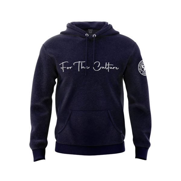 FOR THE CULTURE NAVY HOODIE WHITE LOGO